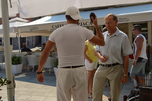 The Professor practices his moves