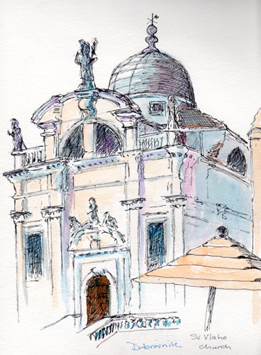 My sketch of the church of Sv Vlaho