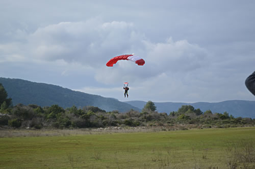 Incoming parachutist