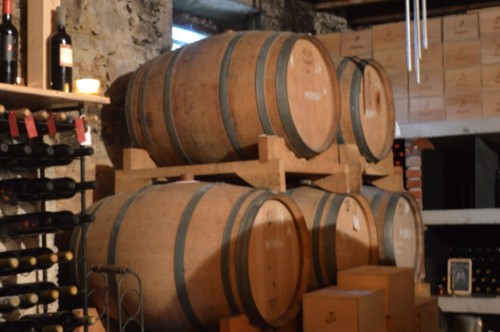 Bottles barrels and boxes in the konoba