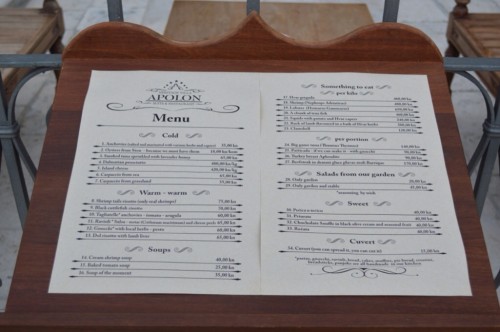 Apolon menu