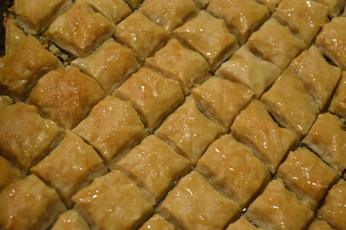 Freshly baked baklava