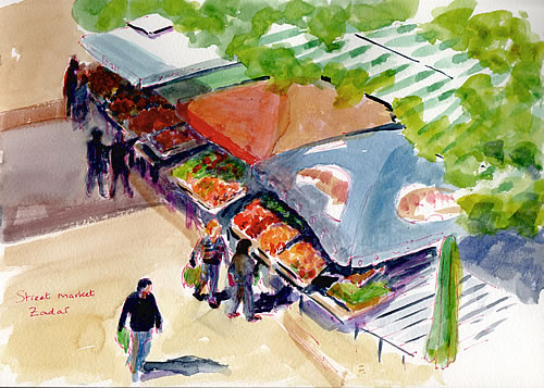 Sketch - Zadar street market