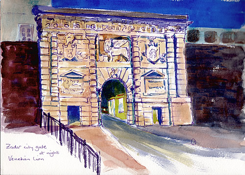 Sketch - Venetian gate at night