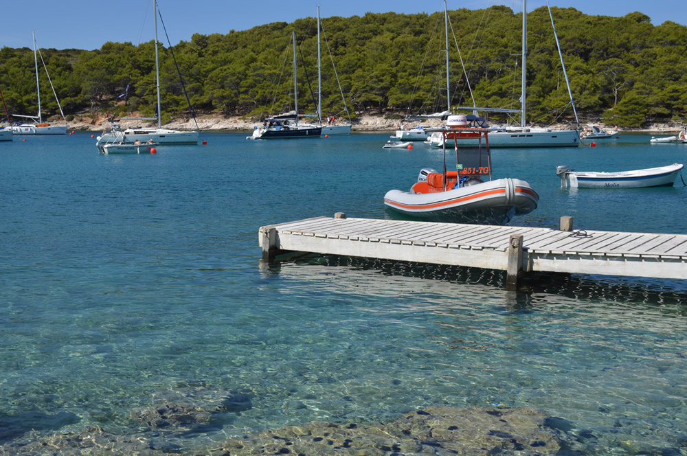 Yacht tender at the dock