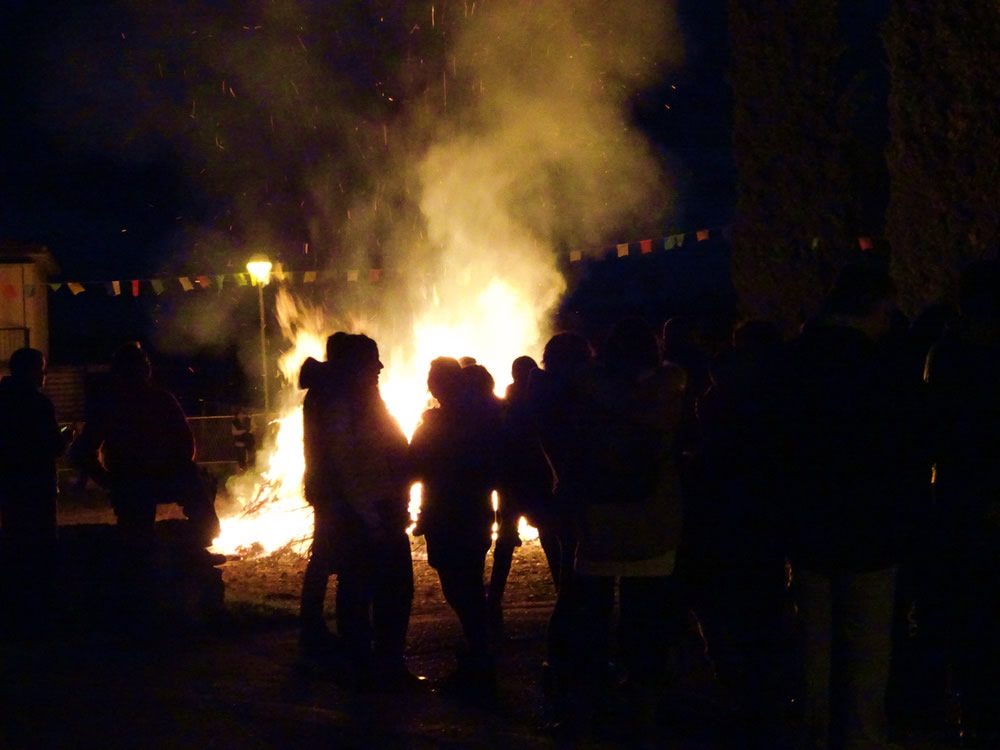 People watching the bonfire